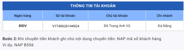 Hướng dẫn nạp tiền vào tài khoản khách hàng 2 Them tieu de