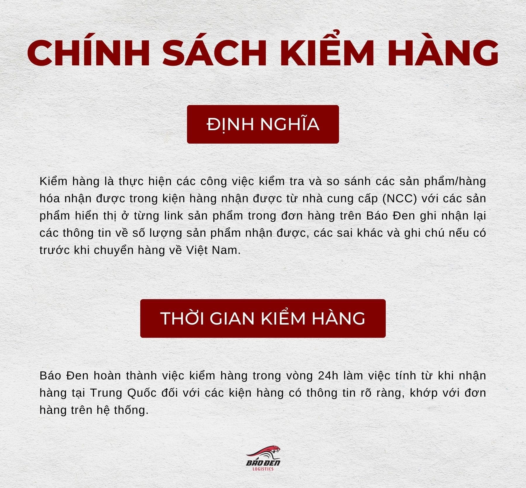 Chính Sách Kiểm Hàng - Báo Đen Logistics